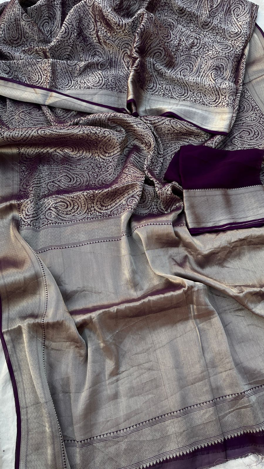 Zari Golden Weaving On Khaddi Georgette Banarasi · 20 Artisan Hours of work · The Zari Edit