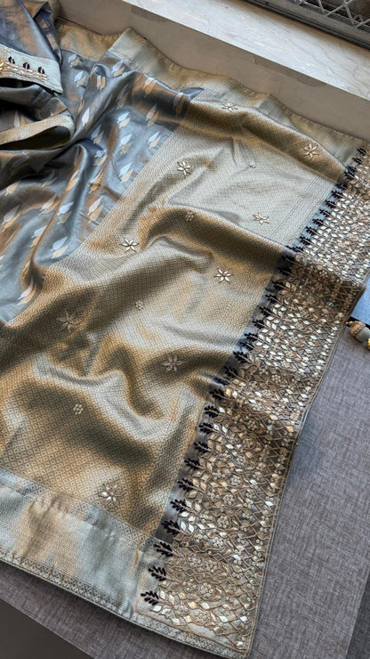 Zardozi Gotta Patti And Pearl On Tissue Silk Banarasi · 64 Artisan Hours of work · The Jashn Edit