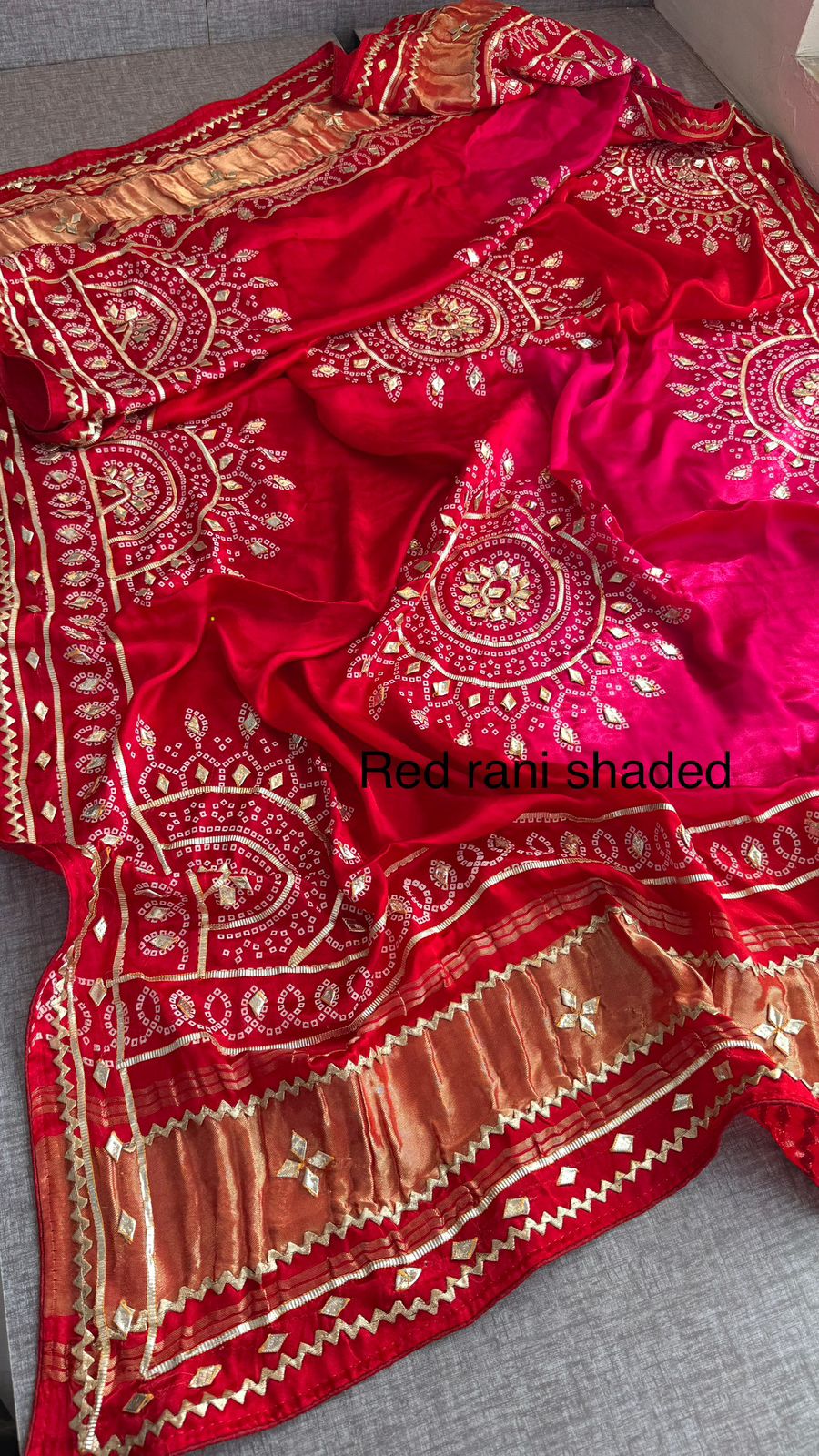 Royal Mandala Gajji Silk Dupatta With Sikhiya Gota Patti Work