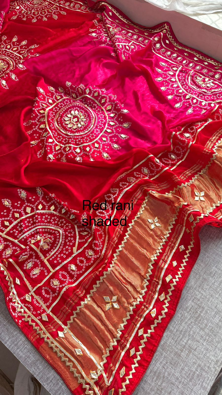 Royal Mandala Gajji Silk Dupatta With Sikhiya Gota Patti Work