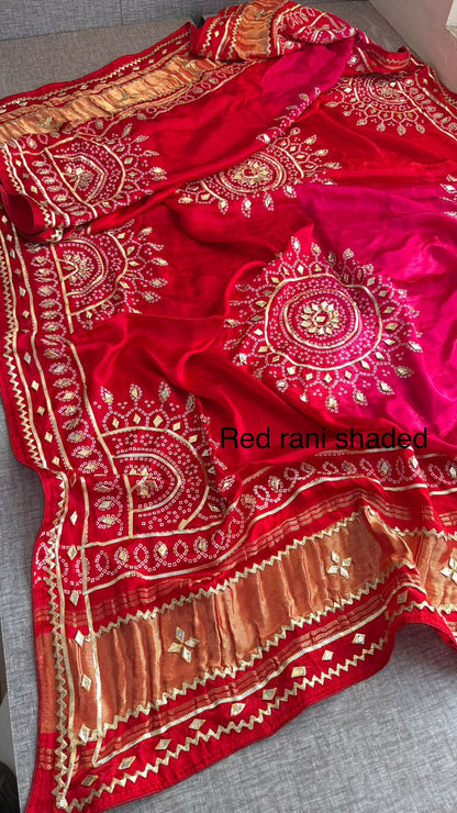 Royal Mandala Gajji Silk Dupatta With Sikhiya Gota Patti Work