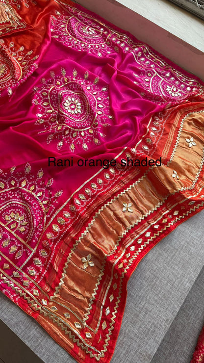 Royal Mandala Gajji Silk Dupatta With Sikhiya Gota Patti Work