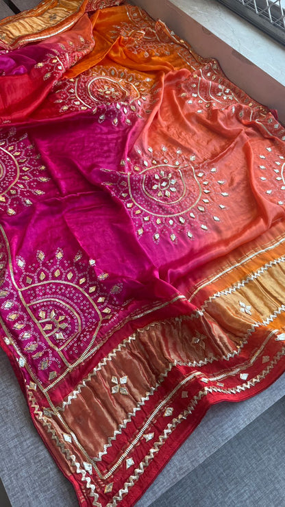 Royal Mandala Gajji Silk Dupatta With Sikhiya Gota Patti Work