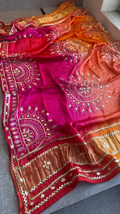 Royal Mandala Gajji Silk Dupatta With Sikhiya Gota Patti Work