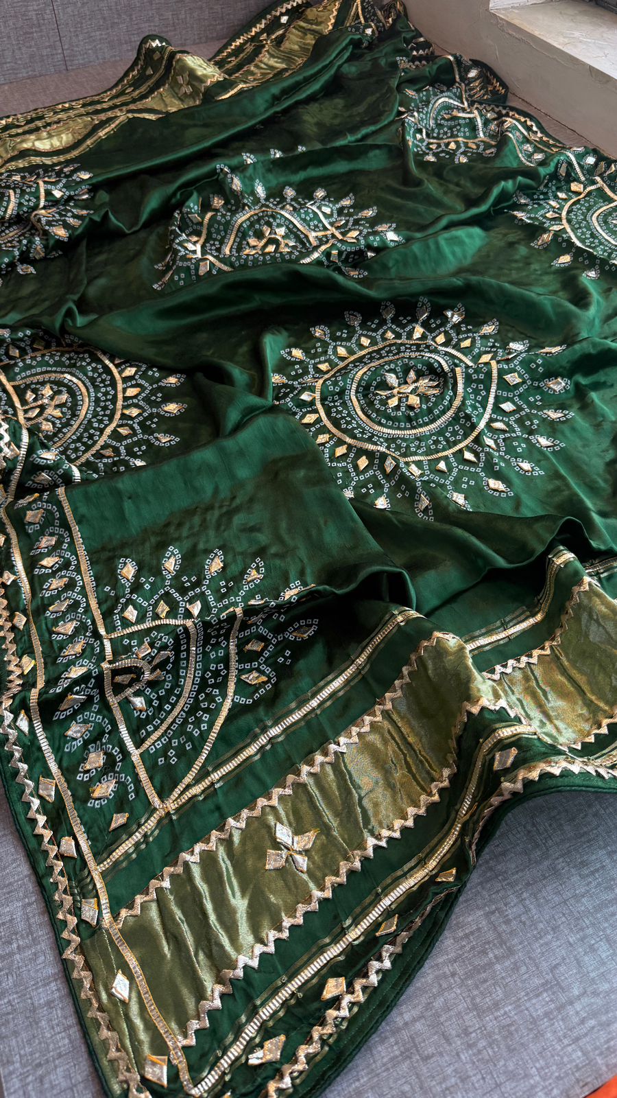 Royal Mandala Gajji Silk Dupatta With Sikhiya Gota Patti Work