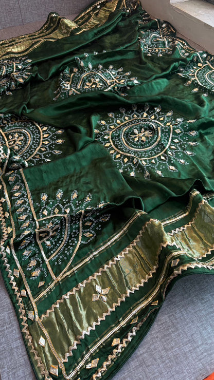 Royal Mandala Gajji Silk Dupatta With Sikhiya Gota Patti Work