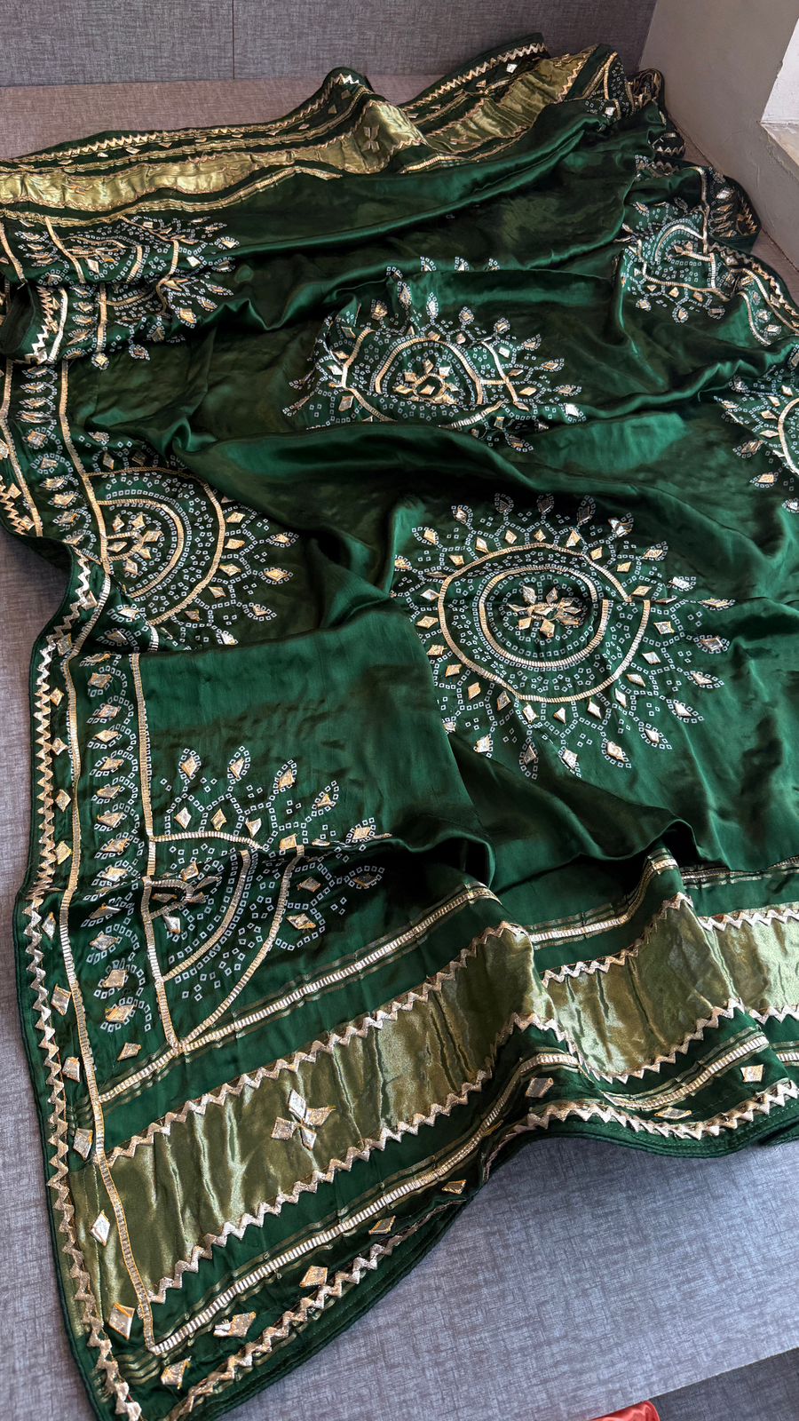Royal Mandala Gajji Silk Dupatta With Sikhiya Gota Patti Work