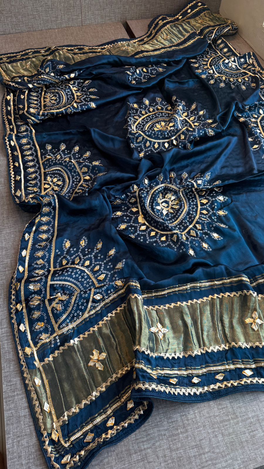 Royal Mandala Gajji Silk Dupatta With Sikhiya Gota Patti Work