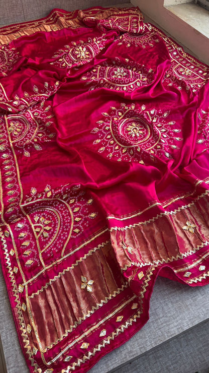 Royal Mandala Gajji Silk Dupatta With Sikhiya Gota Patti Work