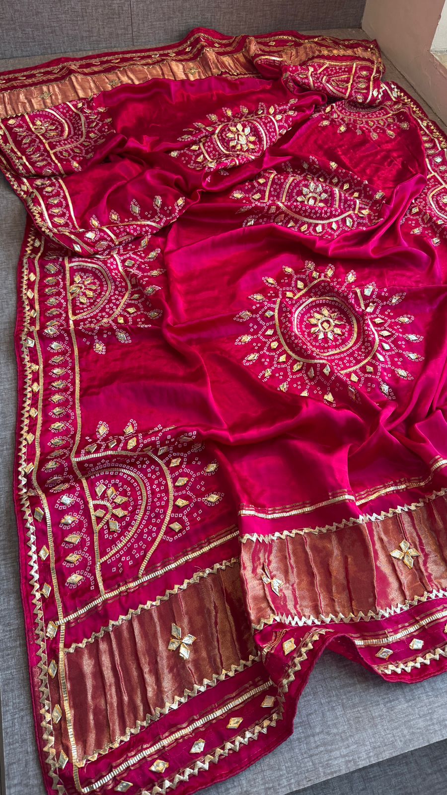 Royal Mandala Gajji Silk Dupatta With Sikhiya Gota Patti Work