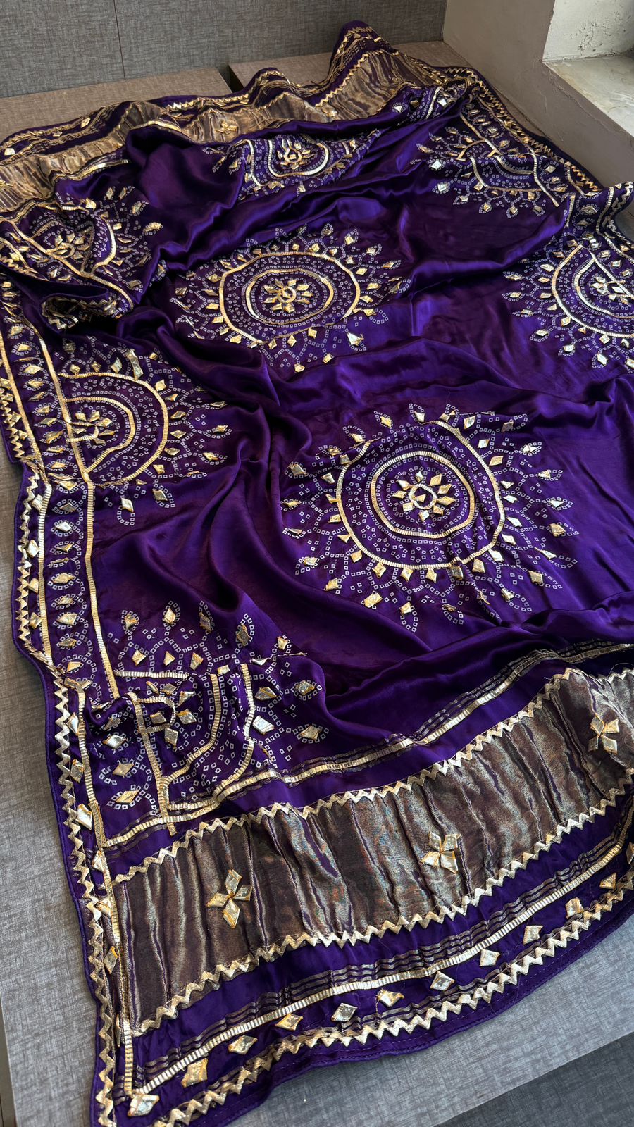 Royal Mandala Gajji Silk Dupatta With Sikhiya Gota Patti Work