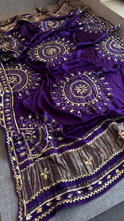 Royal Mandala Gajji Silk Dupatta With Sikhiya Gota Patti Work