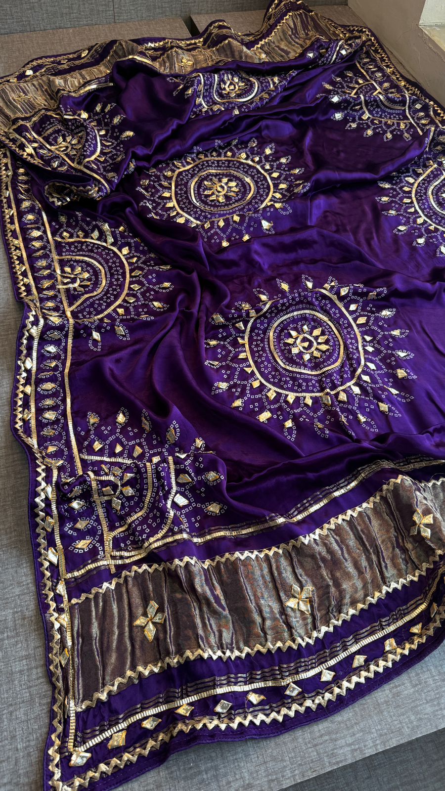 Royal Mandala Gajji Silk Dupatta With Sikhiya Gota Patti Work
