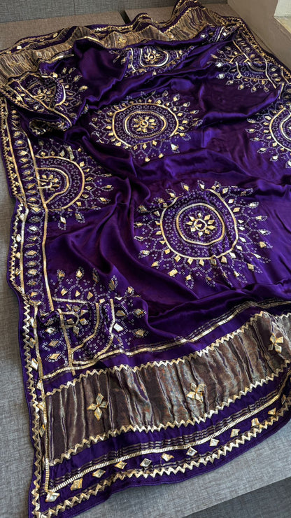 Royal Mandala Gajji Silk Dupatta With Sikhiya Gota Patti Work