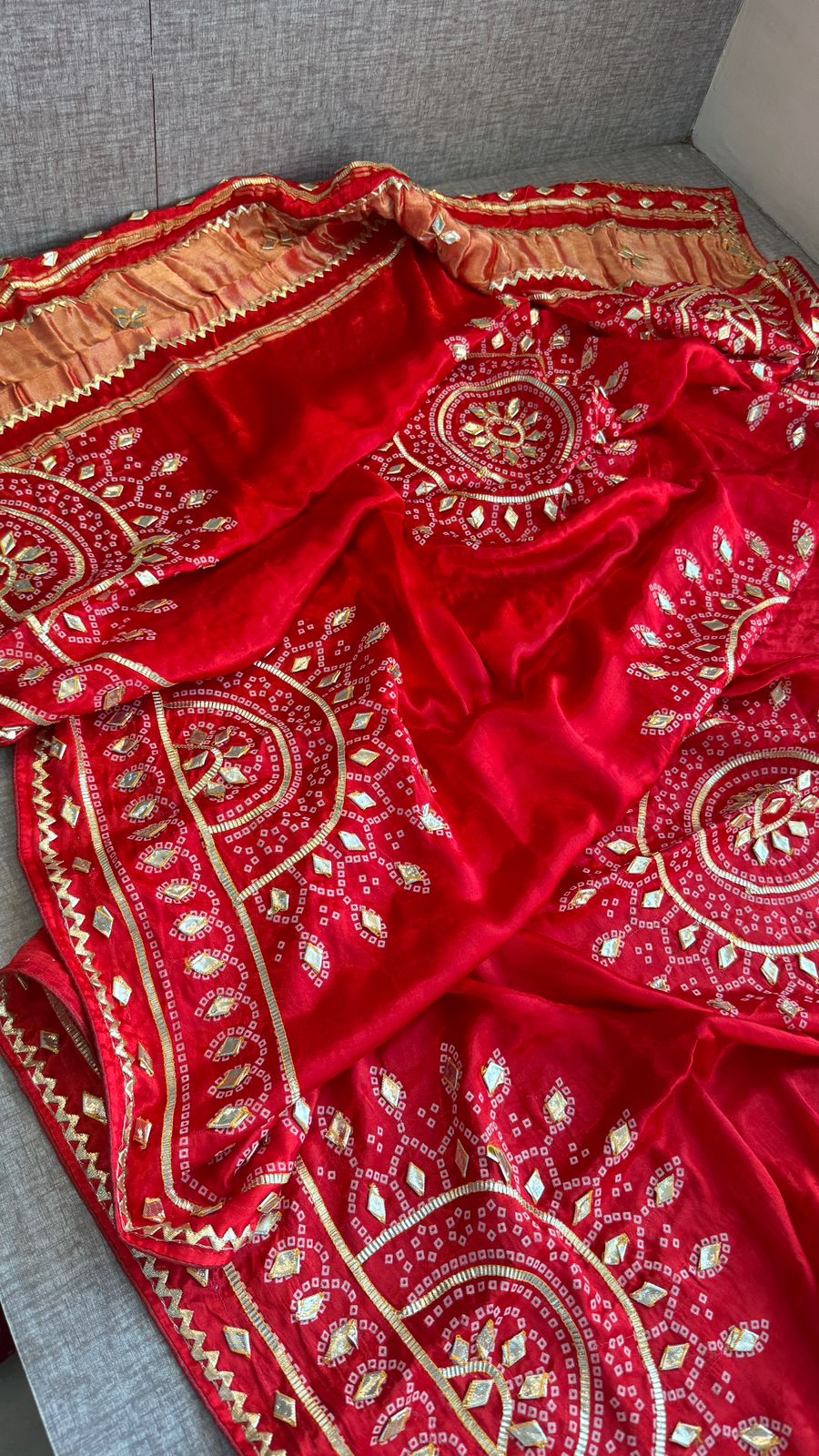 Royal Mandala Gajji Silk Dupatta With Sikhiya Gota Patti Work