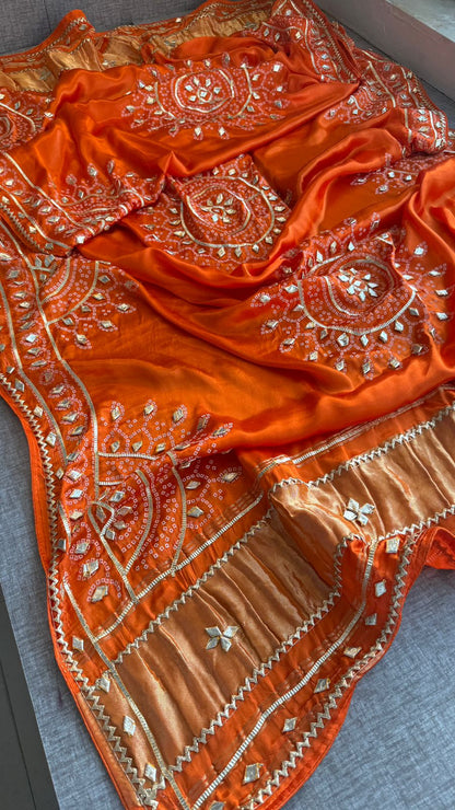Royal Mandala Gajji Silk Dupatta With Sikhiya Gota Patti Work