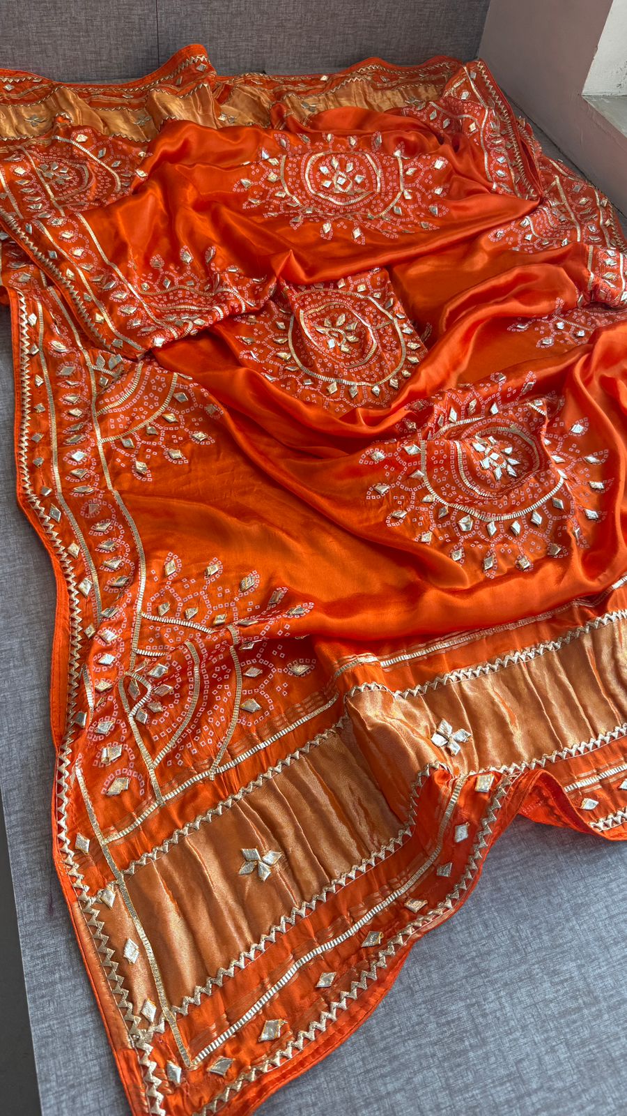 Royal Mandala Gajji Silk Dupatta With Sikhiya Gota Patti Work