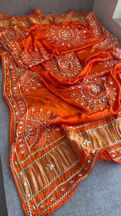 Royal Mandala Gajji Silk Dupatta With Sikhiya Gota Patti Work