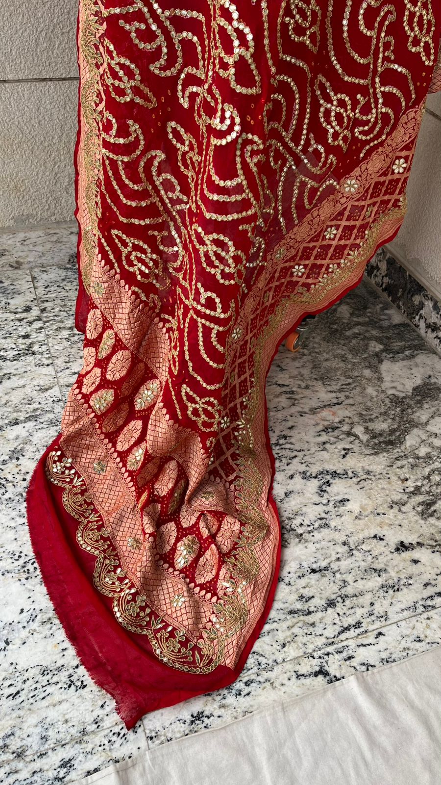 Bridal Royale Pure Khaddi Georgette Dupatta With Heavy Gotta Patti Jaal Handwork