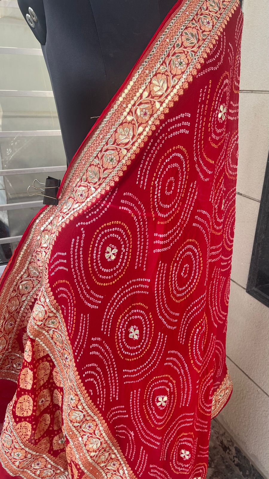 Rajwada Pure Khaddi Georgette Dupatta With Gotta Patti Zardozi & Pearl Swirl Handwork