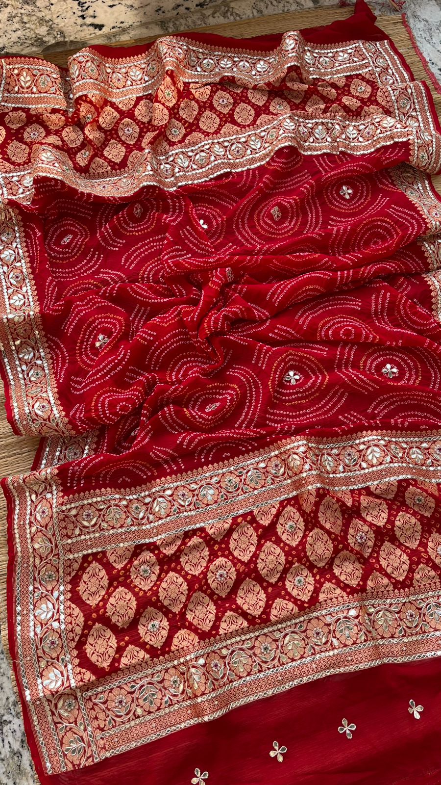 Rajwada Pure Khaddi Georgette Dupatta With Gotta Patti Zardozi & Pearl Swirl Handwork