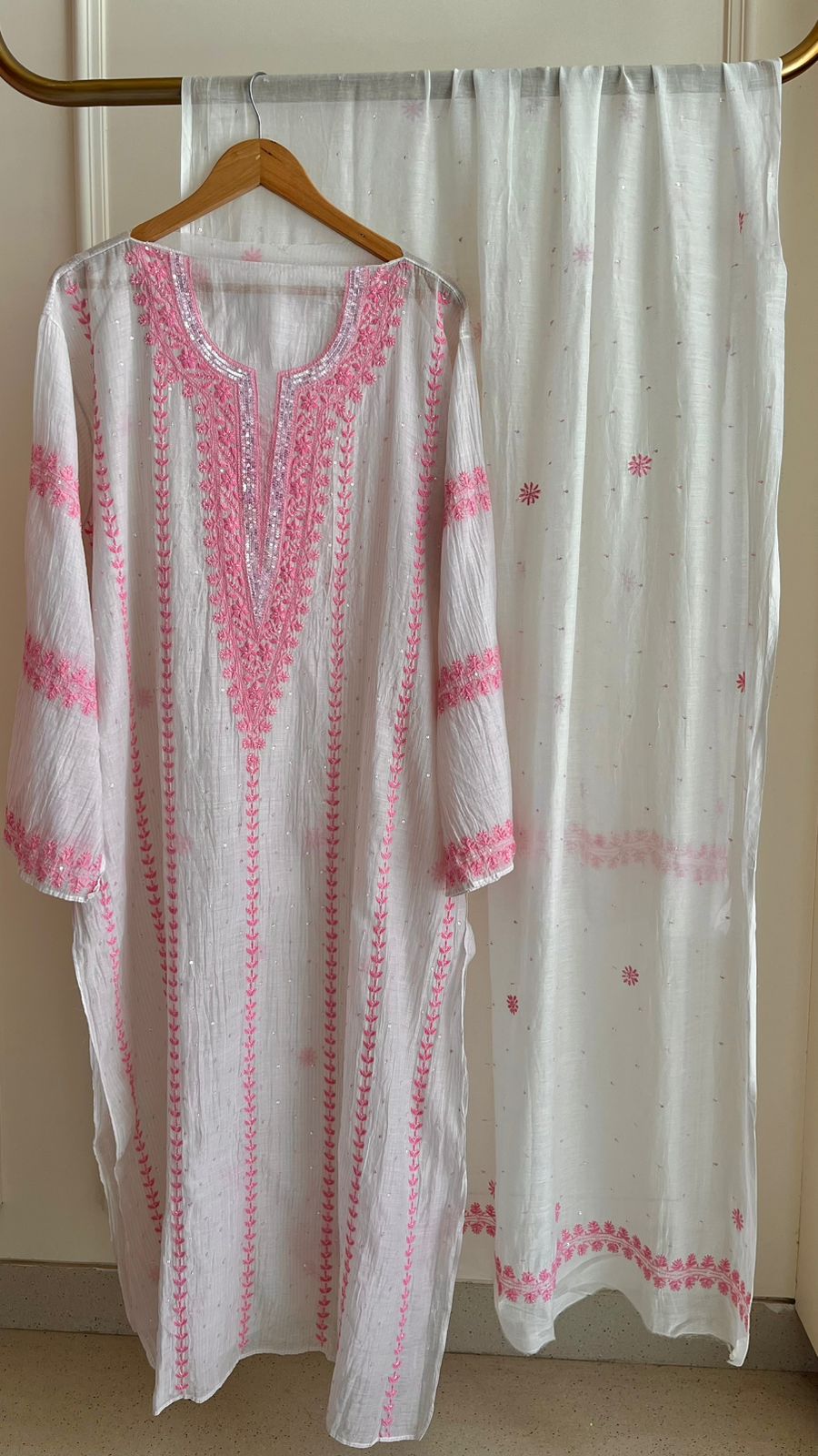 Sequins And Katdana On Pure Mul Chanderi · 24 Artisan Hours of work · The Lucknowi Noor Edit