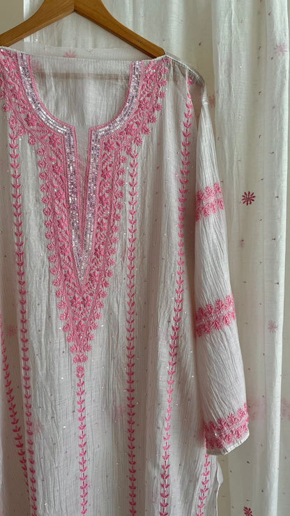 Sequins And Katdana On Pure Mul Chanderi · 24 Artisan Hours of work · The Lucknowi Noor Edit