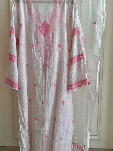 Elegant Pure Mul Chanderi Kurta Dupatta Set With Sequin And Katdana Work