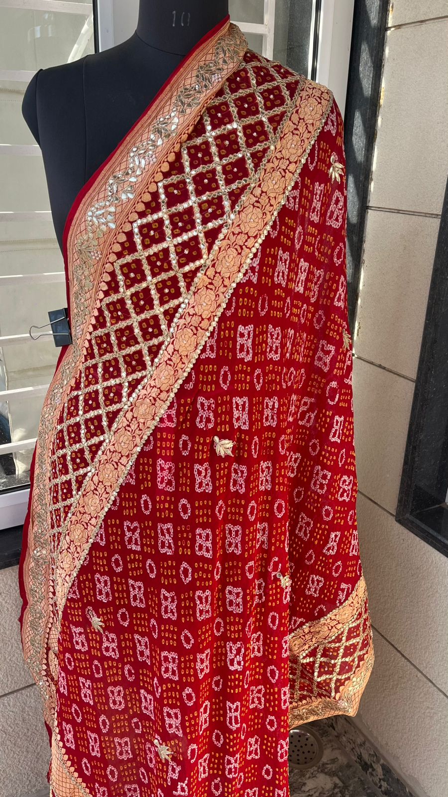 Bridal Royale Pure Khaddi Georgette Dupatta With Heavy Gotta Patti & Dori Handwork