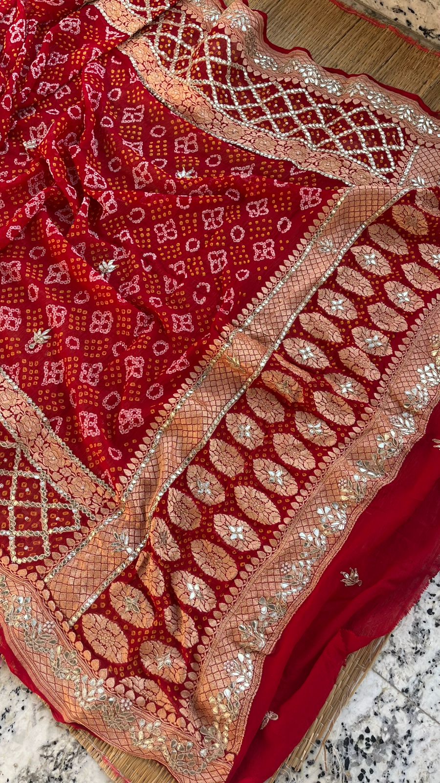 Bridal Royale Pure Khaddi Georgette Dupatta With Heavy Gotta Patti & Dori Handwork