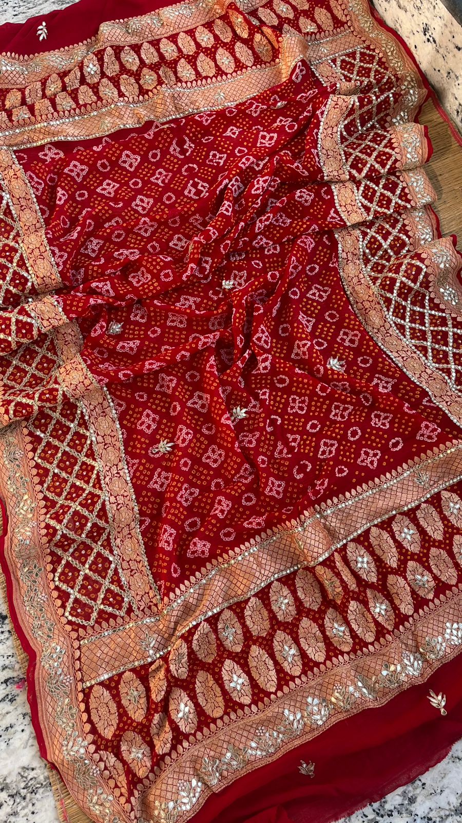 Bridal Royale Pure Khaddi Georgette Dupatta With Heavy Gotta Patti & Dori Handwork