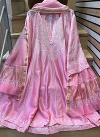 Royal Chanderi Anarkali Kurta Dupatta Set With Handcrafted Detailing