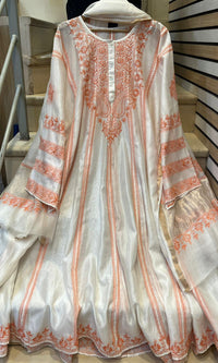 Royal Chanderi Anarkali Kurta Dupatta Set With Handcrafted Detailing