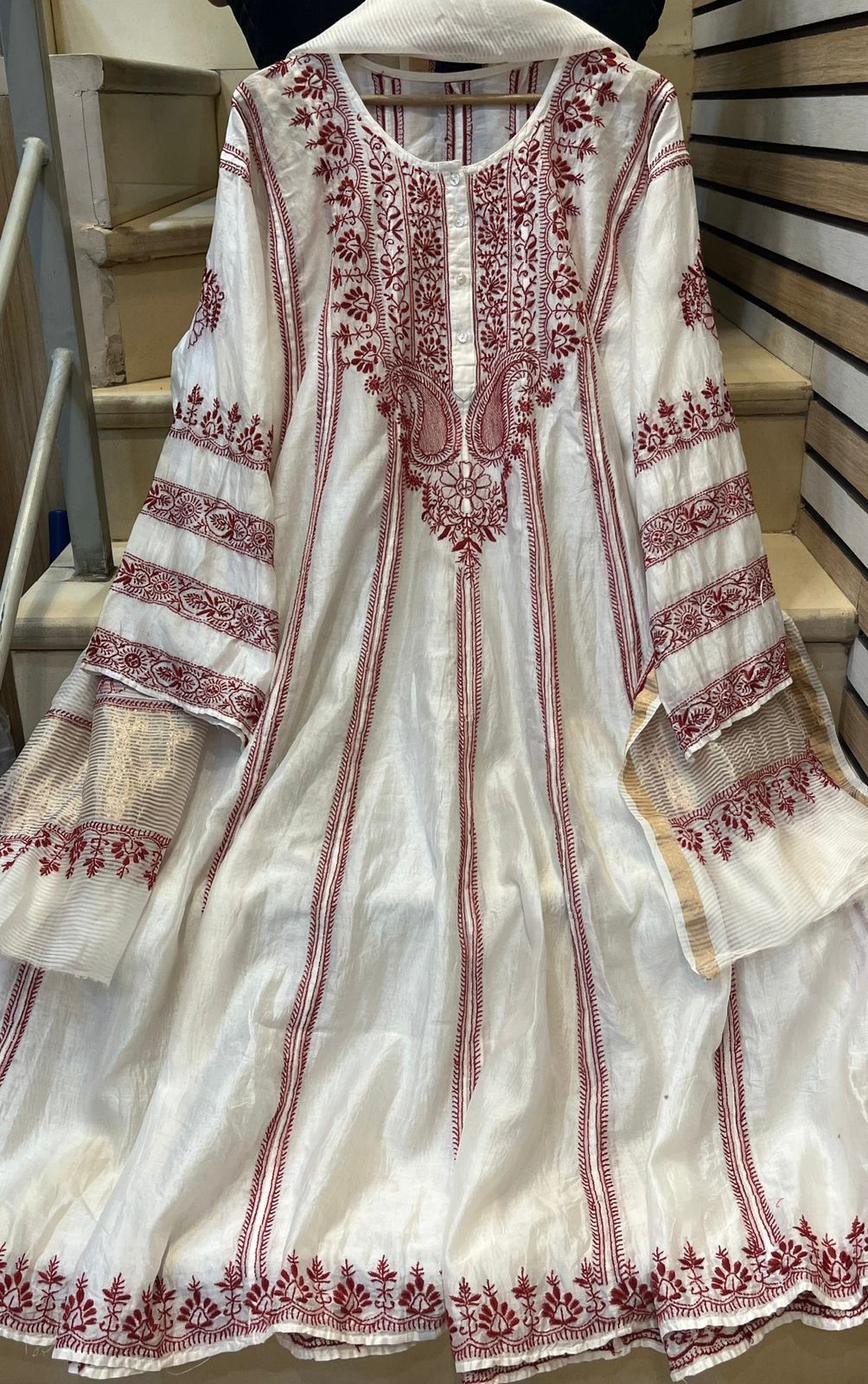 Royal Chanderi Anarkali Kurta Dupatta Set With Handcrafted Detailing