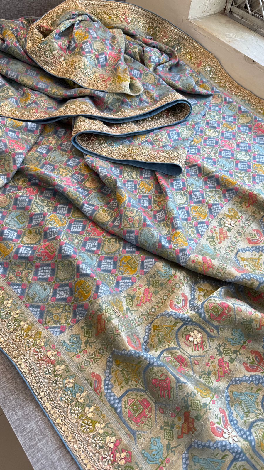 Zardozi And Gotta Patti On Crepe Georgette Banarasi · 56 Artisan Hours of work · The Virasat Edit