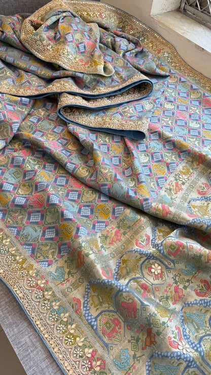 Zardozi And Gotta Patti On Crepe Georgette Banarasi · 56 Artisan Hours of work · The Virasat Edit