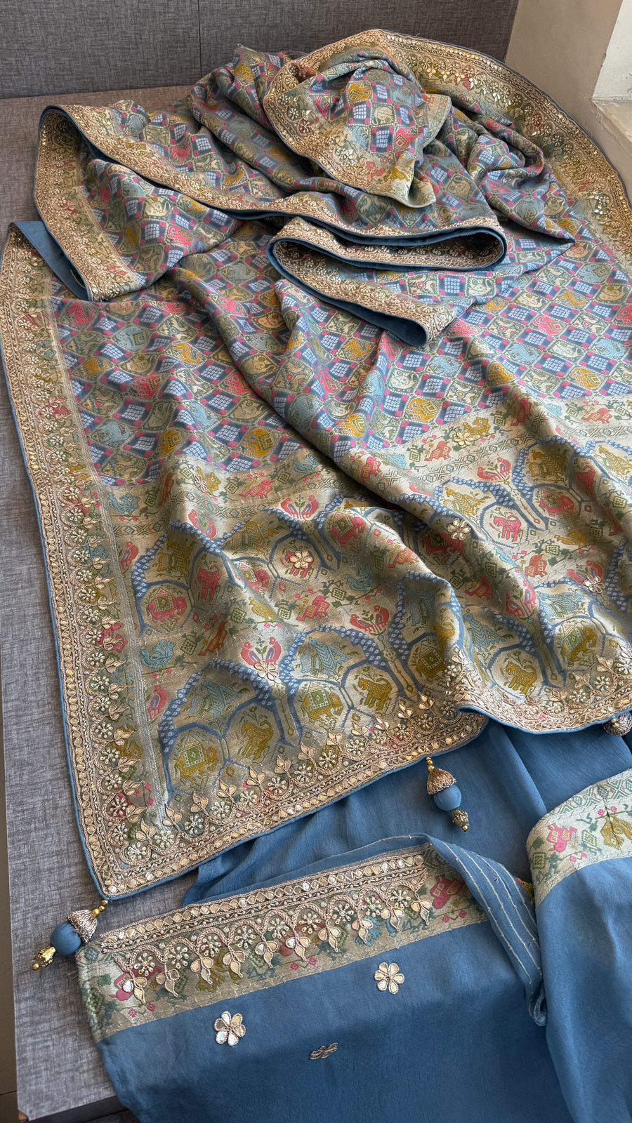 Zardozi And Gotta Patti On Crepe Georgette Banarasi · 56 Artisan Hours of work · The Virasat Edit