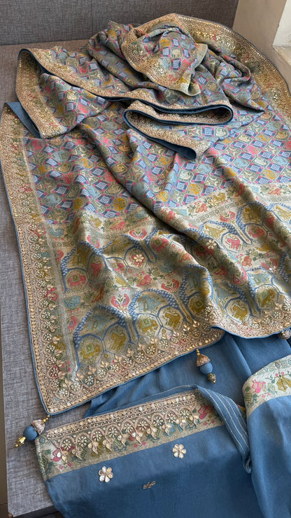 Zardozi And Gotta Patti On Crepe Georgette Banarasi · 56 Artisan Hours of work · The Virasat Edit