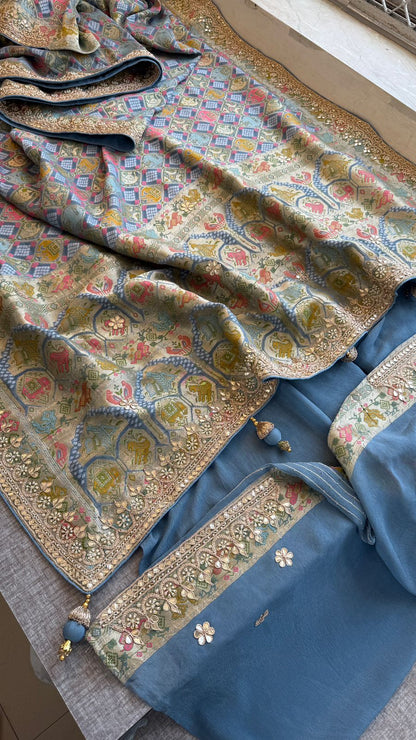 Zardozi And Gotta Patti On Crepe Georgette Banarasi · 56 Artisan Hours of work · The Virasat Edit