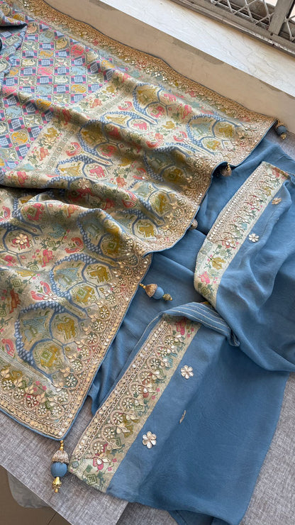 Zardozi And Gotta Patti On Crepe Georgette Banarasi · 56 Artisan Hours of work · The Virasat Edit