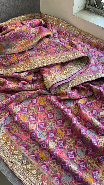Zardozi And Gotta Patti On Crepe Georgette Banarasi · 56 Artisan Hours of work · The Virasat Edit