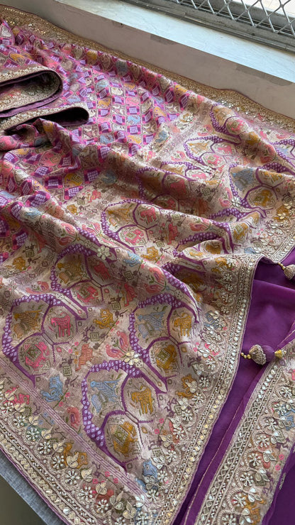 Zardozi And Gotta Patti On Crepe Georgette Banarasi · 56 Artisan Hours of work · The Virasat Edit