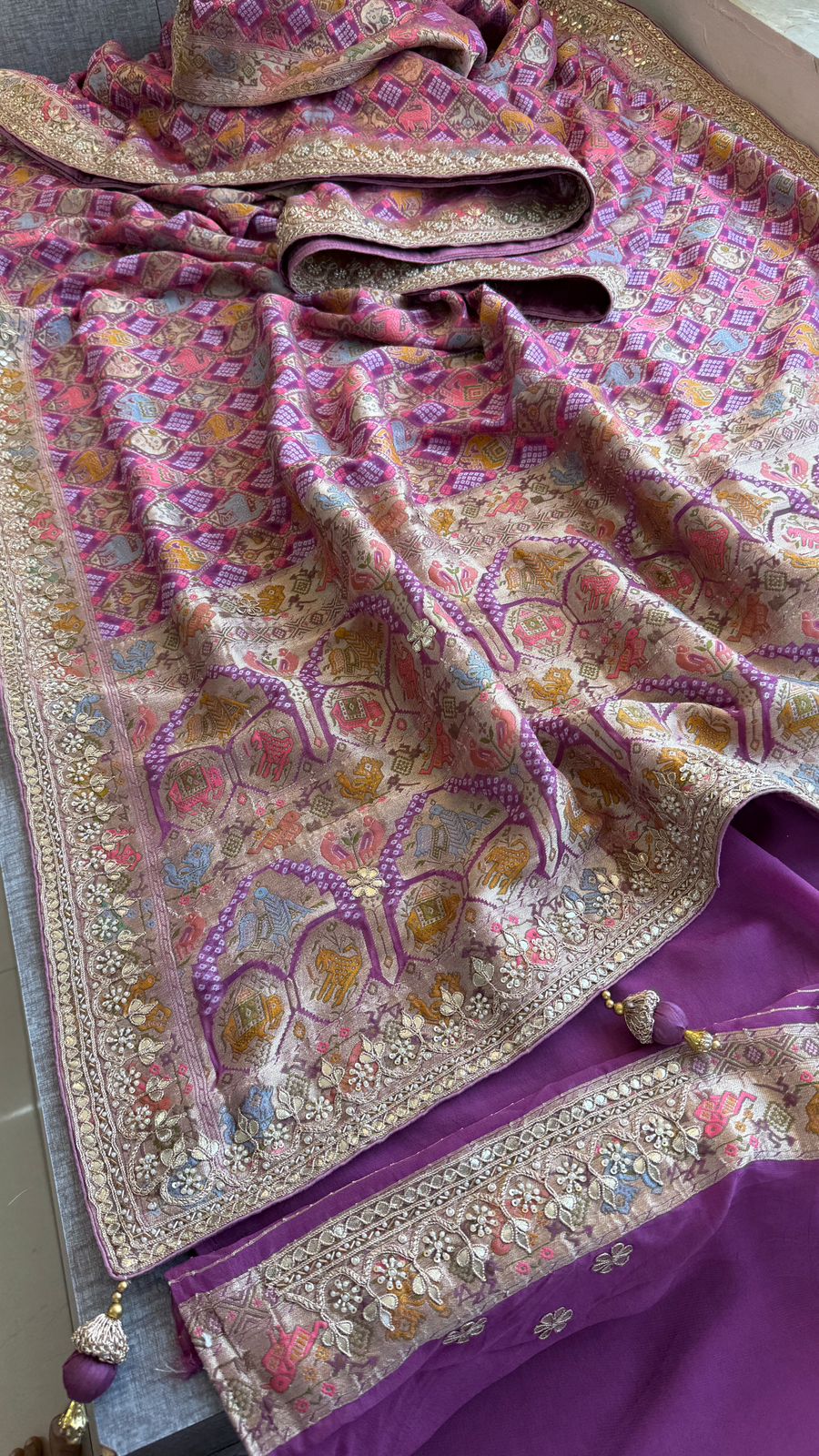 Zardozi And Gotta Patti On Crepe Georgette Banarasi · 56 Artisan Hours of work · The Virasat Edit