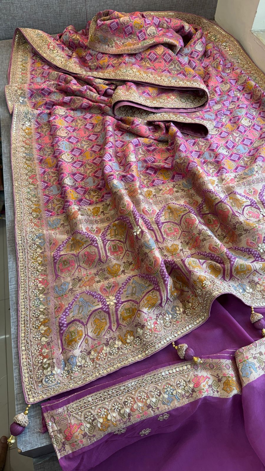 Zardozi And Gotta Patti On Crepe Georgette Banarasi · 56 Artisan Hours of work · The Virasat Edit
