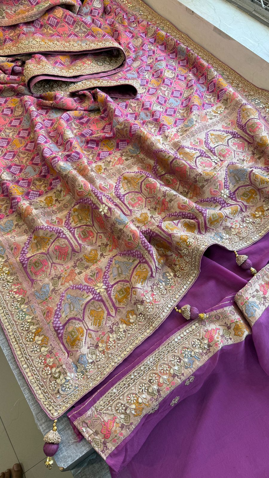 Zardozi And Gotta Patti On Crepe Georgette Banarasi · 56 Artisan Hours of work · The Virasat Edit