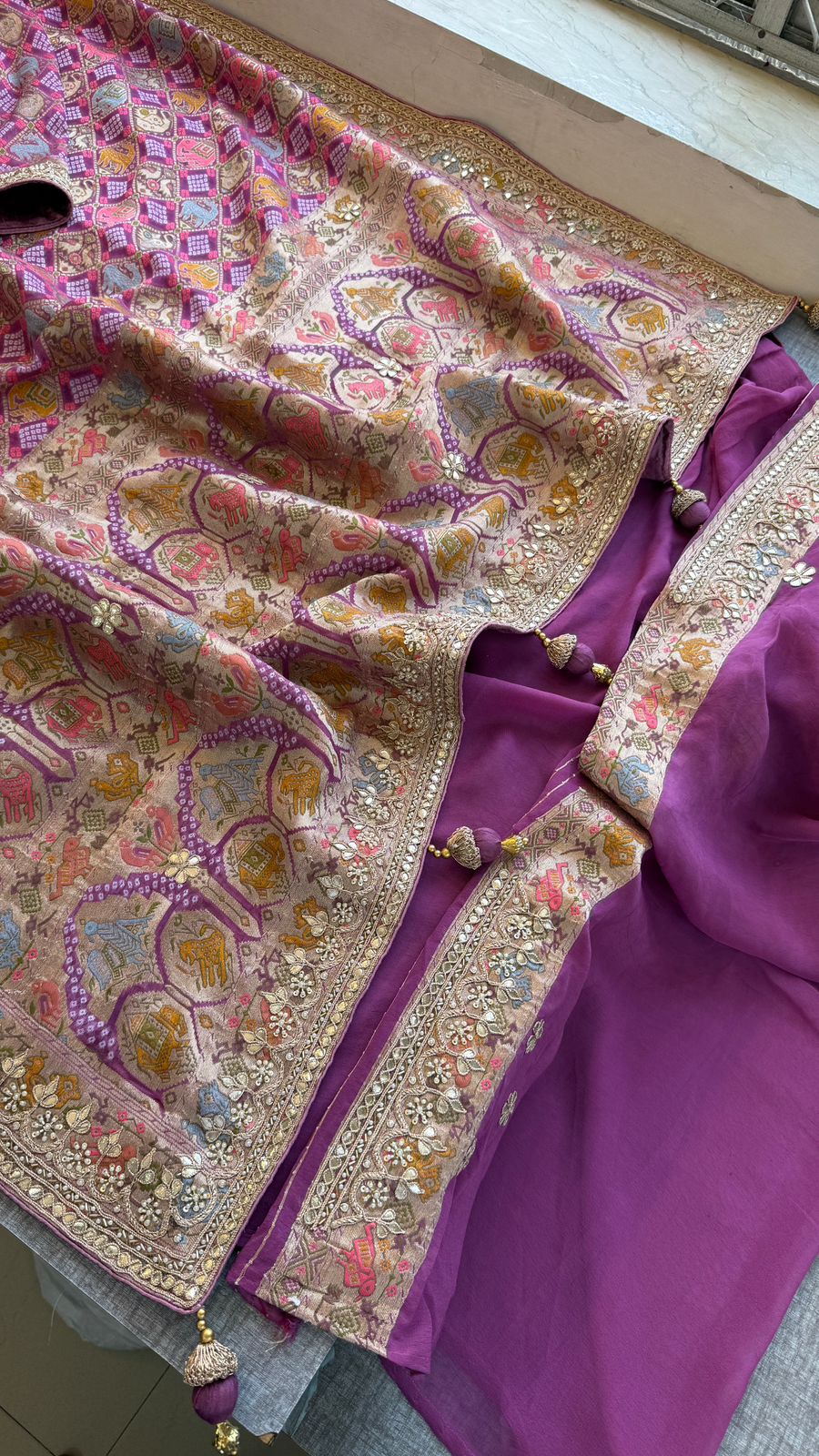 Zardozi And Gotta Patti On Crepe Georgette Banarasi · 56 Artisan Hours of work · The Virasat Edit
