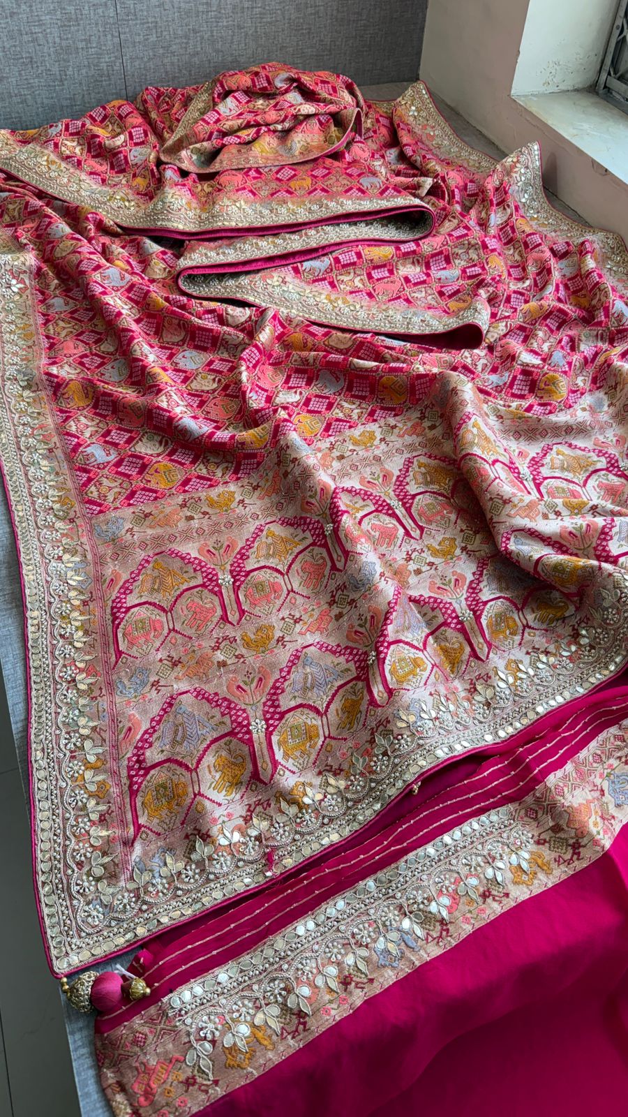 Zardozi And Gotta Patti On Crepe Georgette Banarasi · 56 Artisan Hours of work · The Virasat Edit
