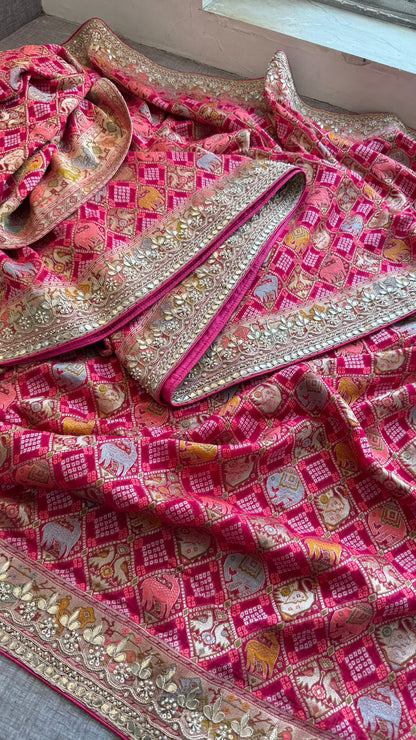 Zardozi And Gotta Patti On Crepe Georgette Banarasi · 56 Artisan Hours of work · The Virasat Edit