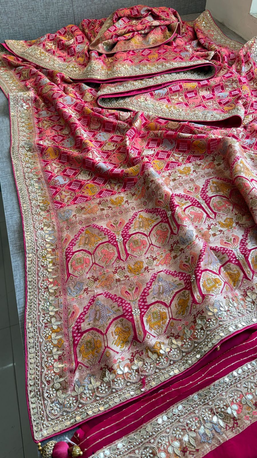 Zardozi And Gotta Patti On Crepe Georgette Banarasi · 56 Artisan Hours of work · The Virasat Edit