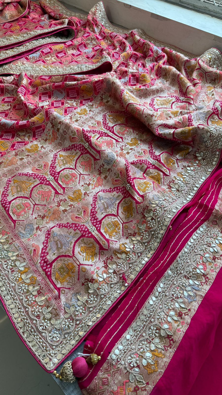 Zardozi And Gotta Patti On Crepe Georgette Banarasi · 56 Artisan Hours of work · The Virasat Edit
